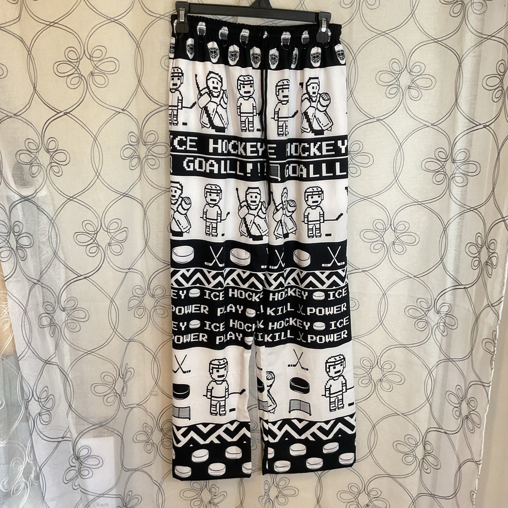 Unisex Graphic Print‎ Hockey Lounge Pants Elastic Waist Draw String Pockets